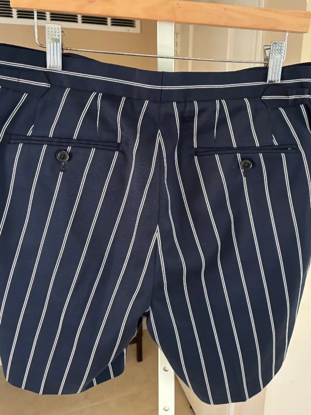 NWOT Reiss Lake Shorts Preppy Navy White Stripes Side Adjusters Men 32 8